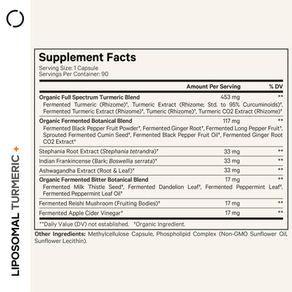 Codeage Organic Turmeric Supplement - 95% Curcumin Extract Pills - Liposomal Fermented Botanical Blend Black Pepper, Ashwagandha, Ginger, Stephania, Boswelia, Cumin, Digestive Bitters - 90 Capsules CodeageBuy Supplements Australia