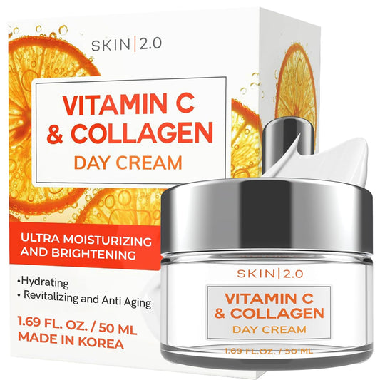 Skin 2.0 Vitamin C &amp; Collagen Face Moisturizer - Dermatologist Tested, Anti-Aging, Skin Tightening