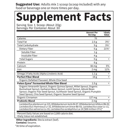 Garden of Life Super Seed - Vegetarian Whole Food Fiber Supplement with Protein and Omega 3, 5oz (600g) Powder