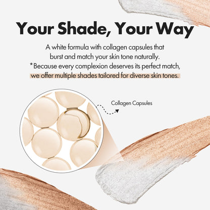 ELROEL Blanc Cover Cream Stick V White - Korean Color-Changing Foundation Stick with Volufiline - Medium to Full Coverage Dewy Finish Base Makeup - Dual-Ended with Detachable Brush (201 Light)