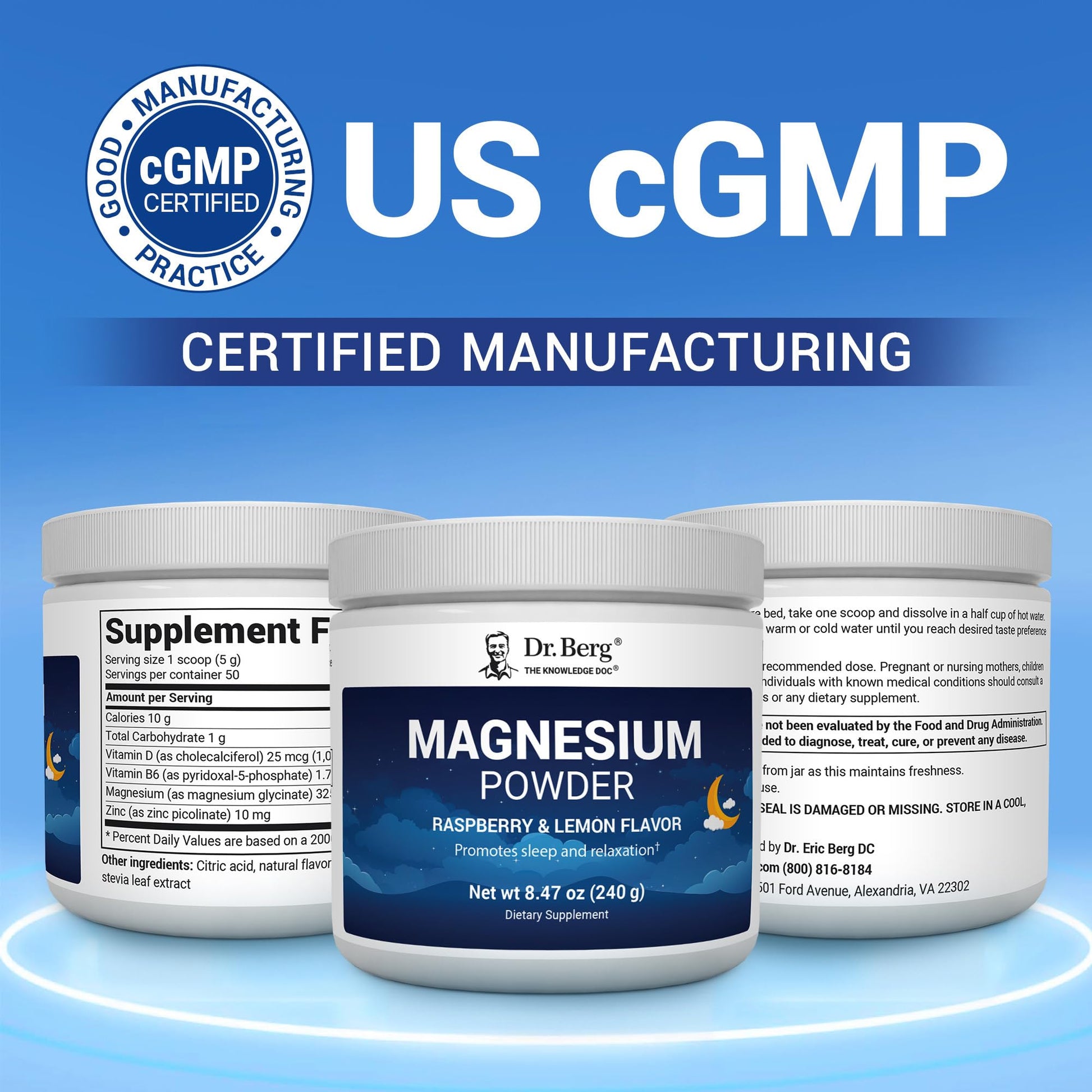 Dr. Berg Magnesium Glycinate Powder for Sleep, Relaxation, & Stress Relief - Now Includes Vitamin D3 & Zinc - Delicious Raspberry & Lemon Flavor (50 Servings) Magnesium Powder - Magnesium Drink Powder Dr. Berg NutritionalsBuy Supplements Australia