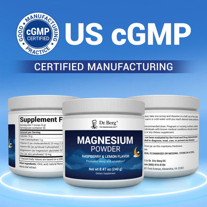 Dr. Berg Magnesium Glycinate Powder for Sleep, Relaxation, & Stress Relief - Now Includes Vitamin D3 & Zinc - Delicious Raspberry & Lemon Flavor (50 Servings) Magnesium Powder - Magnesium Drink Powder Dr. Berg NutritionalsBuy Supplements Australia