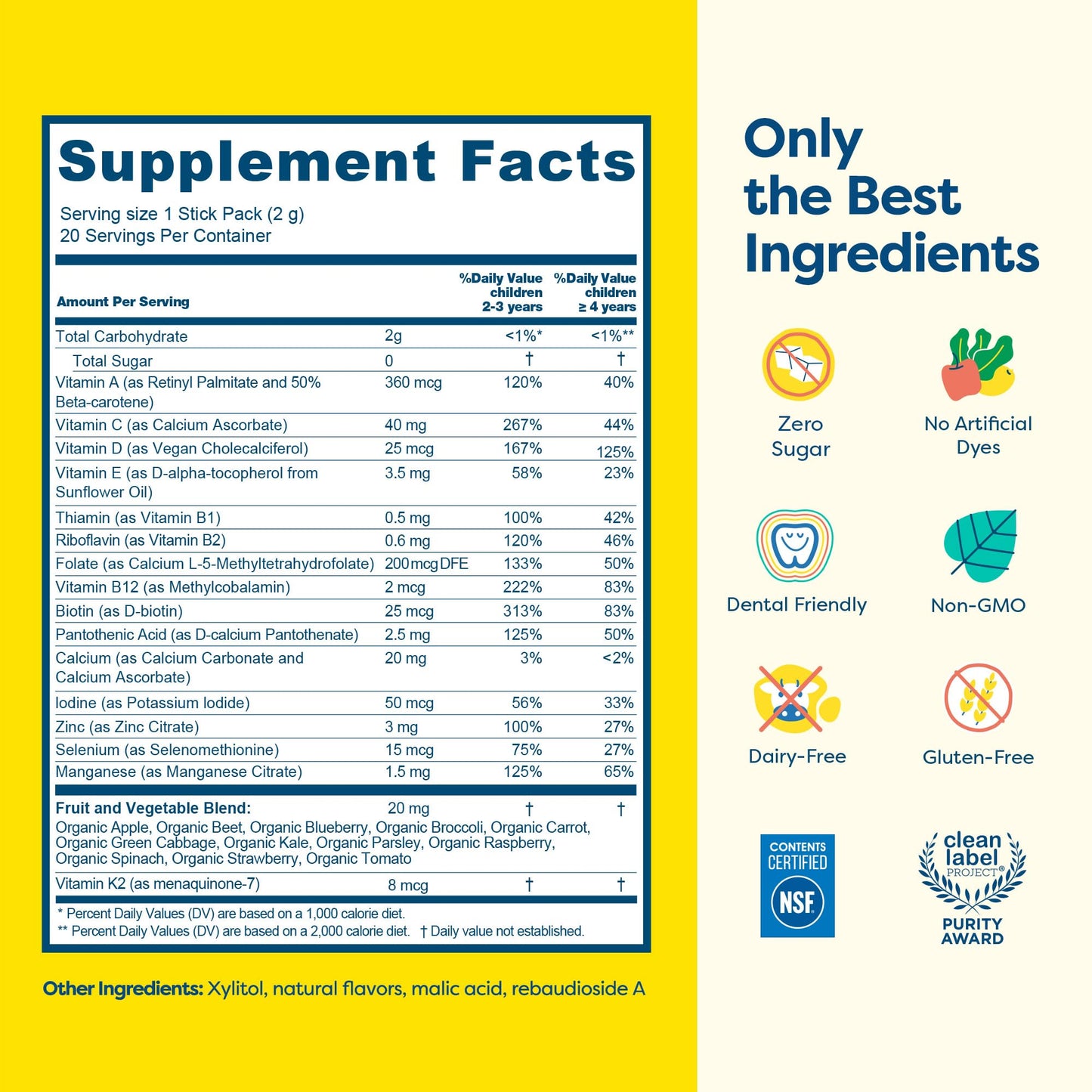Hiya Kids Multivitamin – 15+ Essential Vitamins & Minerals with Fruits & Veggies for Ages 2+, Supports Growth, Development & Immune