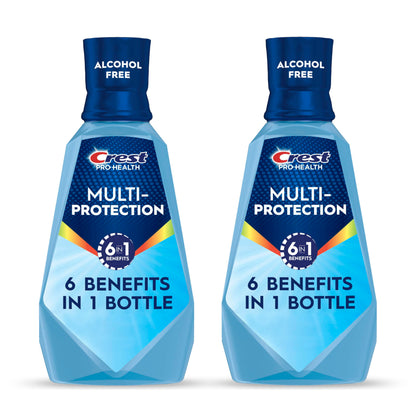 Crest Mouthwash Pro Health Multi-Protection, 1L, 2 Pack, 6-in-1 Benefits, Alcohol Free, Enamel Repair, Breath Freshener, Anti Cavity, Fluoride mouthwash, Bad Breath Treatment