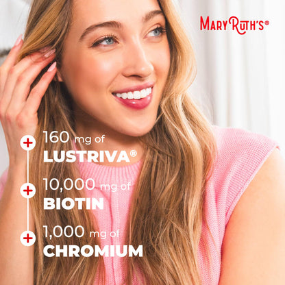 MARYRUTH'S Liquid Multivitamin+Hair Growth | Biotin 10000mcg | Lustriva Hair Growth Supplement | Clinically Tested in Women for Thicker Hair&Facial Wrinkle