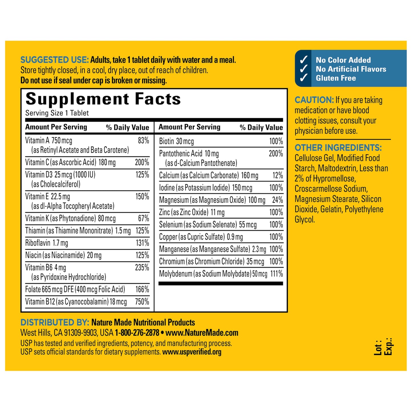 Nature Made Multivitamin for Him, Mens Multivitamins with No Iron, Daily Nutritional Support, Nature Made Multi Mens Vitamins & Minerale