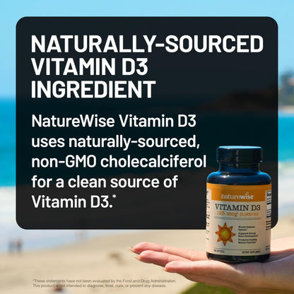 NatureWise Vitamin D3 5000iu (125 mcg) 1 Year Supply for Immune Support, Healthy Muscle Function, and Bone Health - Non-GMO