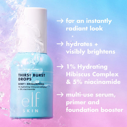 e.l.f. SKIN Holy Hydration! Thirst Burst Drops, Serum For A Radiant Complexion Instantly & Over Time, Made With Hyaluronic Acid, Vegan & Cruelty-Free e.l.f.Buy Supplements Australia
