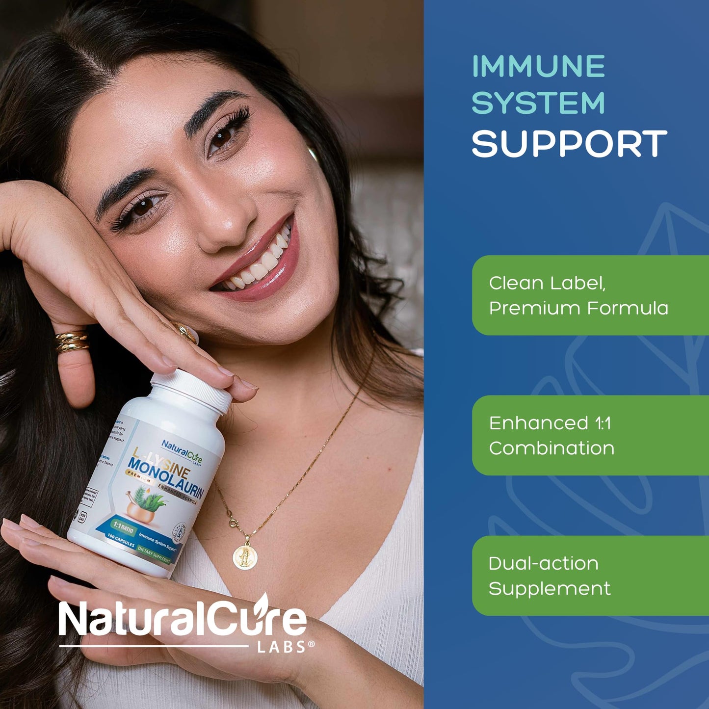 Natural Cure Labs L-Lysine with Monolaurin 600mg 1:1 Ratio, 100 Capsules Natural Cure Labs buy supplements Au
