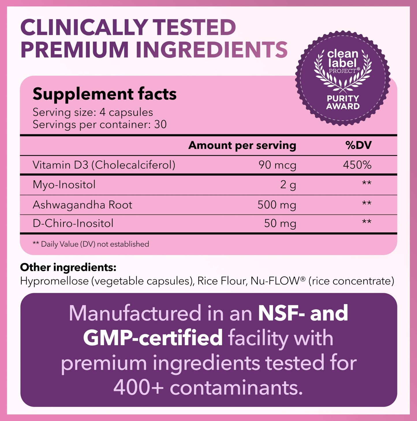 Intimate Rose Myo-Inositol & D-Chiro Inositol Supplement for Women - Hormone Balance & Ovarian Support for Women