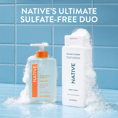 Native Body Wash Contains Naturally Derived Ingredients | For Women & Men, Sulfate, Paraben, & Dye Free Leaving Skin Soft and Hydrated | Sea Salt & Cedar 18 oz