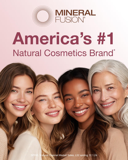Mineral Fusion Eyeshadow Palette - Four Pressed Powder Shades in Matte, Satin, and Shimmer Finishes - Natural, Lightweight Vegan Eye Makeup - (Glamping)