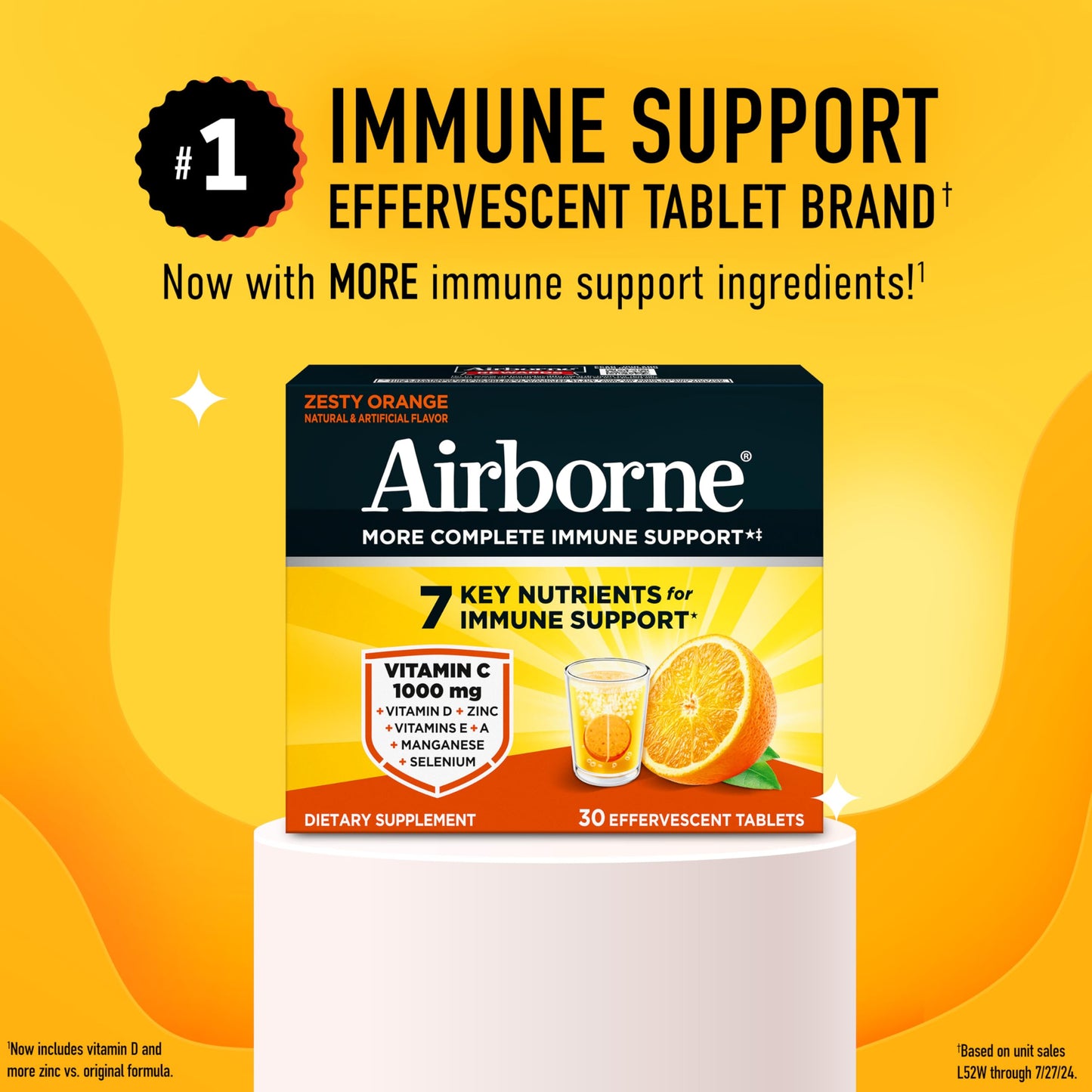 Airborne 1000mg Vitamin C with Vitamin D & Zinc, Sugar Free Multivitamin Immune Support Supplement, Antioxidants Vitamins A C & Vitamin E