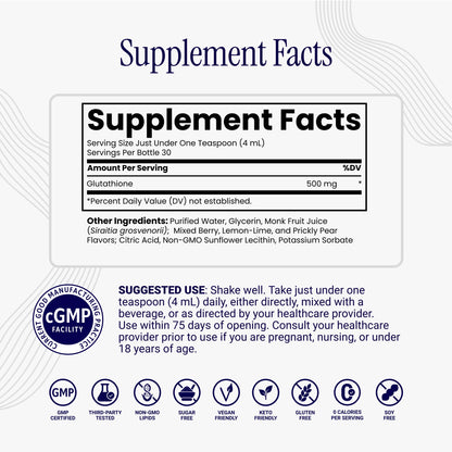 Rho Nutrition Liposomal Glutathione - Ultra High Absorption Liquid Glutathione Supplement - Supports Natural Detoxification, Immune System, Skin Health