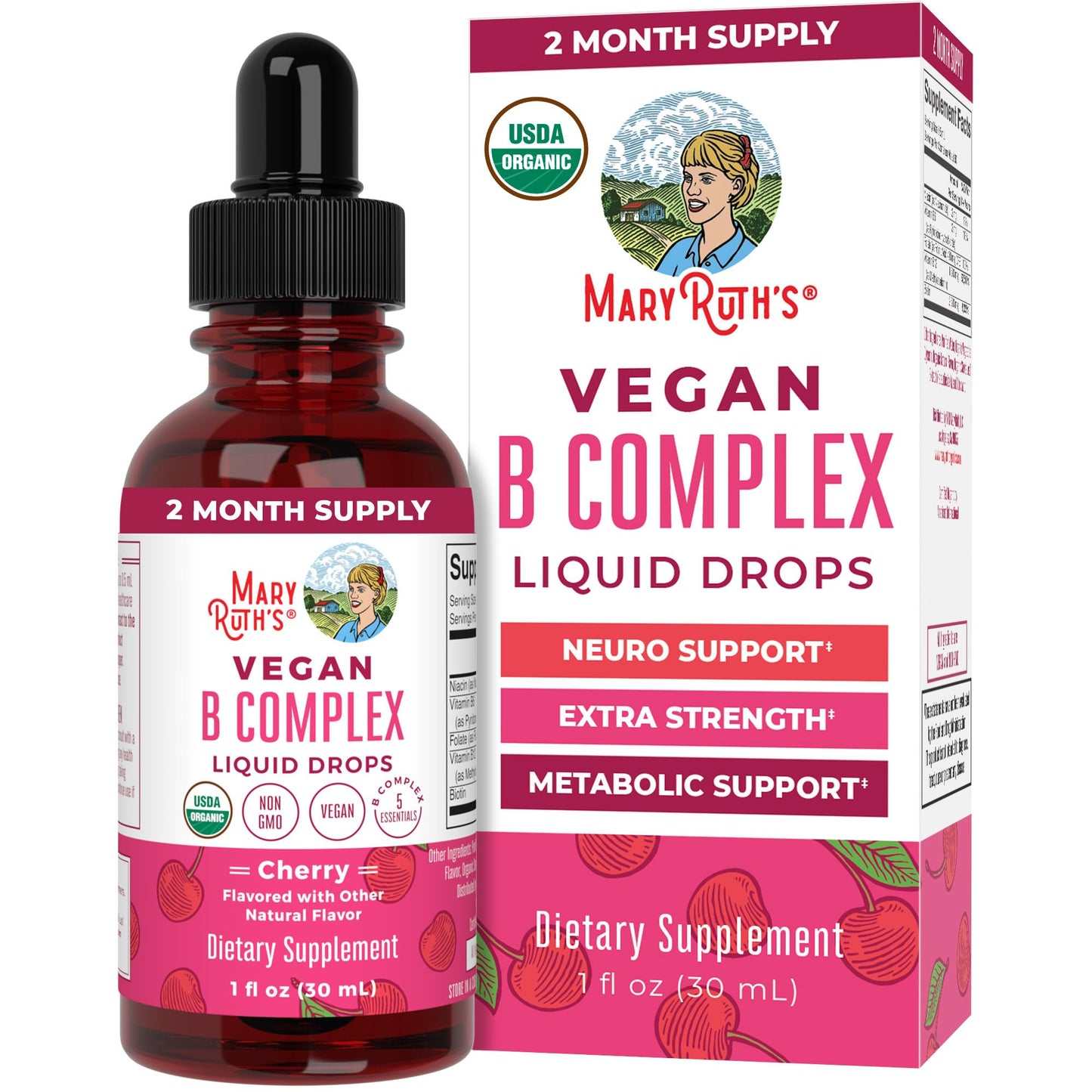 MaryRuth Organics Vitamin B Complex | B Vitamins Complex | Biotin | Vitamin B12 | Niacin | Folate | Metabolic Support Supplement | Vegan | USDA Organic