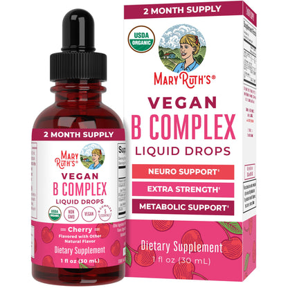 MaryRuth Organics Vitamin B Complex | B Vitamins Complex | Biotin | Vitamin B12 | Niacin | Folate | Metabolic Support Supplement | Vegan | USDA Organic