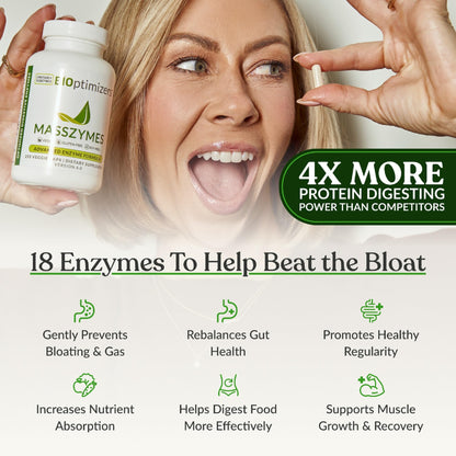 BIOptimizers MassZymes - Complete Digestive Enzymes Supplement for Gut Health - Bloating Relief for Men and Women