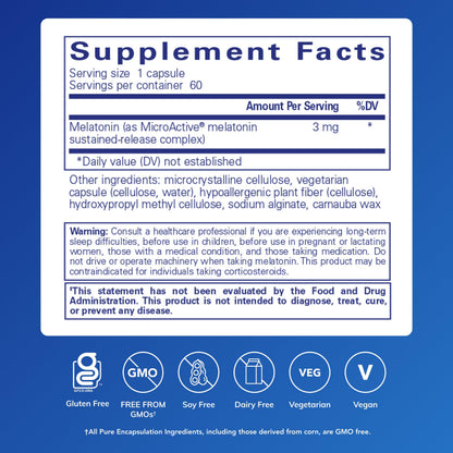 Pure Encapsulations Melatonin-SR - Extended Release Melatonin - Supports Restful Sleep* - Sleep Supplement - Gluten Free & Vegan - 60 Capsules