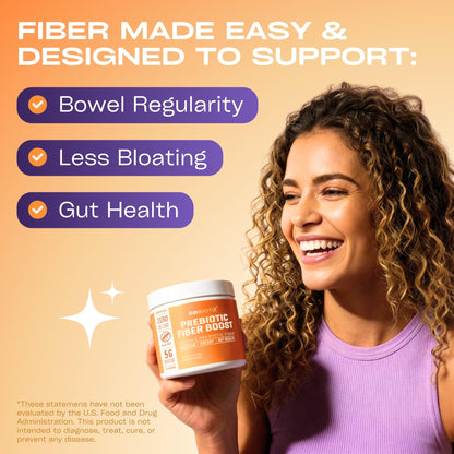 GOBIOTIX Fiber Supplement Powder with Prebiotics for Digestive Health and GLP-1 Support, Soluble Fiber for Gut Health & Debloat, Keto