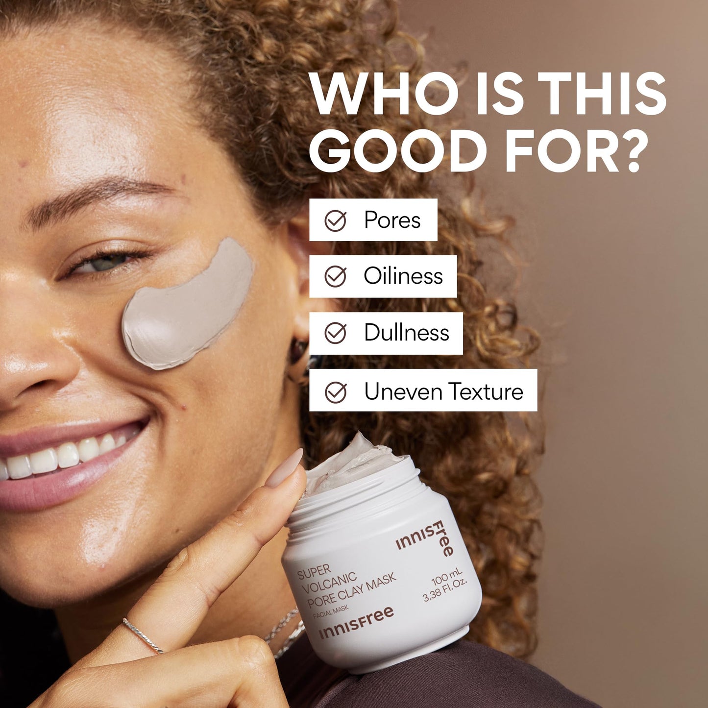 Innisfree Super Volcanic Clay Mask, Premium Korean Skincare with AHA and Natural Clusters for Deep Pore Detox, Gentle Exfoliation, Oil Control