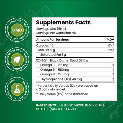 Amazing Herbs Premium Liquid Black Seed Oil - Cold Pressed with Nigella & Sativa, Aids in Digestive Health, Omegas 3 6 & 9, Immune Support, Brain Function