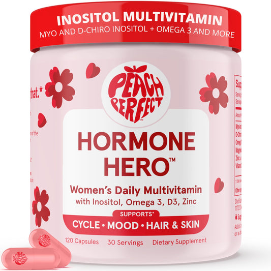 Peach Perfect Inositol Multivitamin – Myo-Inositol & D-Chiro 40:1 Blend, Omega-3, Vitamin D3, Magnesium, Zinc – Supports Women’s Health