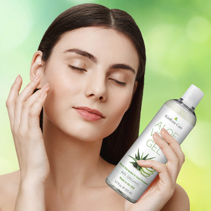 KinRose Care, 12oz Organic Aloe Vera Gel for Face, Skin, Hair & Sunburn Relief - From 100 Percent Pure Aloe Vera