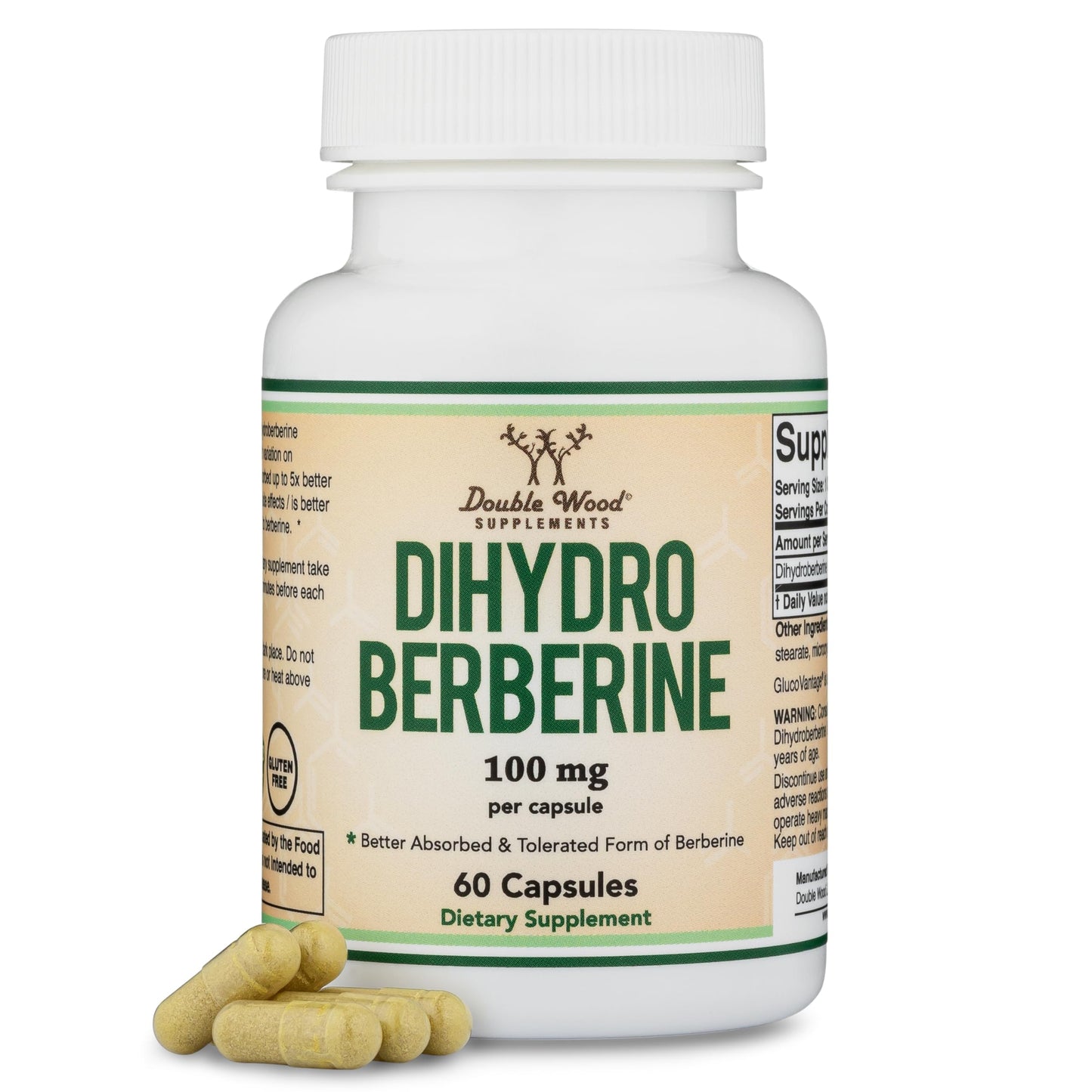 Dihydroberberine Supplement 100mg, 60 Capsules (Patented GlucoVantage Super Berberine, May be 5X More Effective Than Berberine with Less Side Effects) Third Party Tested, Vegan Safe by Double Wood Double Wood SupplementsBuy Supplements Australia
