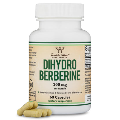 Dihydroberberine Supplement 100mg, 60 Capsules (Patented GlucoVantage Super Berberine, May be 5X More Effective Than Berberine with Less Side Effects) Third Party Tested, Vegan Safe by Double Wood Double Wood SupplementsBuy Supplements Australia