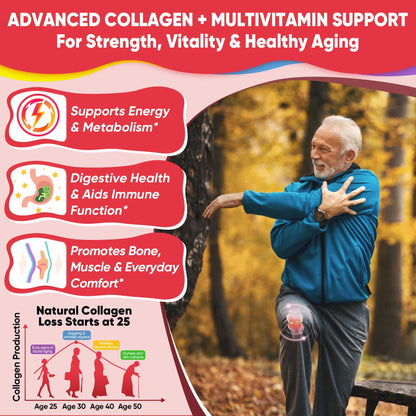 Collagen Peptide Gummies for Women & Men Sugar-Free, Multi Collagen Hydrolyzed w/ 1500mg Protein Type I,II,III,V,X, 5000mcg Biotin, Methylated B12, Vitamin C A E D3 B6