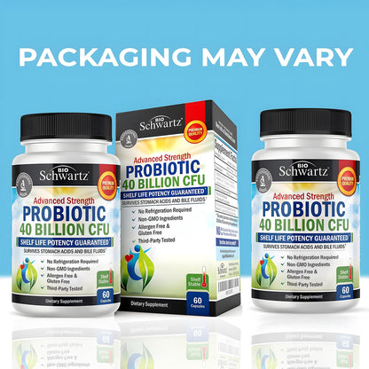 BioSchwartz Daily Probiotic Nutritional Supplement - 40 Billion CFU for Gut Health - Probiotics for Men and Women - Digestive Health with Astragalus