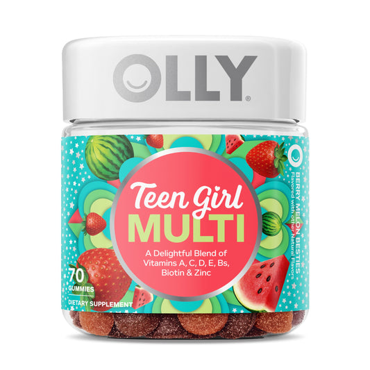 Olly Teen Girl Multi Gummy, Healthy Skin and Immune Support, 15 Essential Vitamins, Biotin, Zinc, Calcium, Chewable Multivitamin