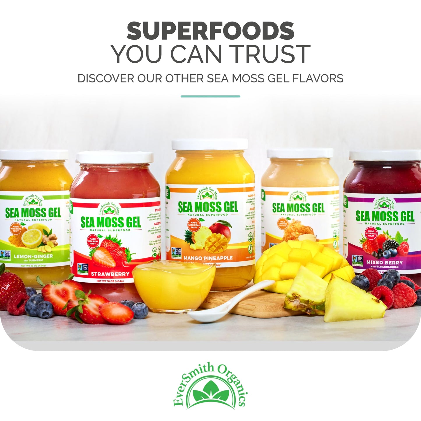 EverSmith Organics - Wildcrafted Irish Sea Moss Gel | Made in USA | Rich in Vitamins & Minerals | Sea Moss Gel Raw | Nutritional Supplement | Mango Pineapple (1 Jar) EverSmith OrganicsBuy Supplements Australia