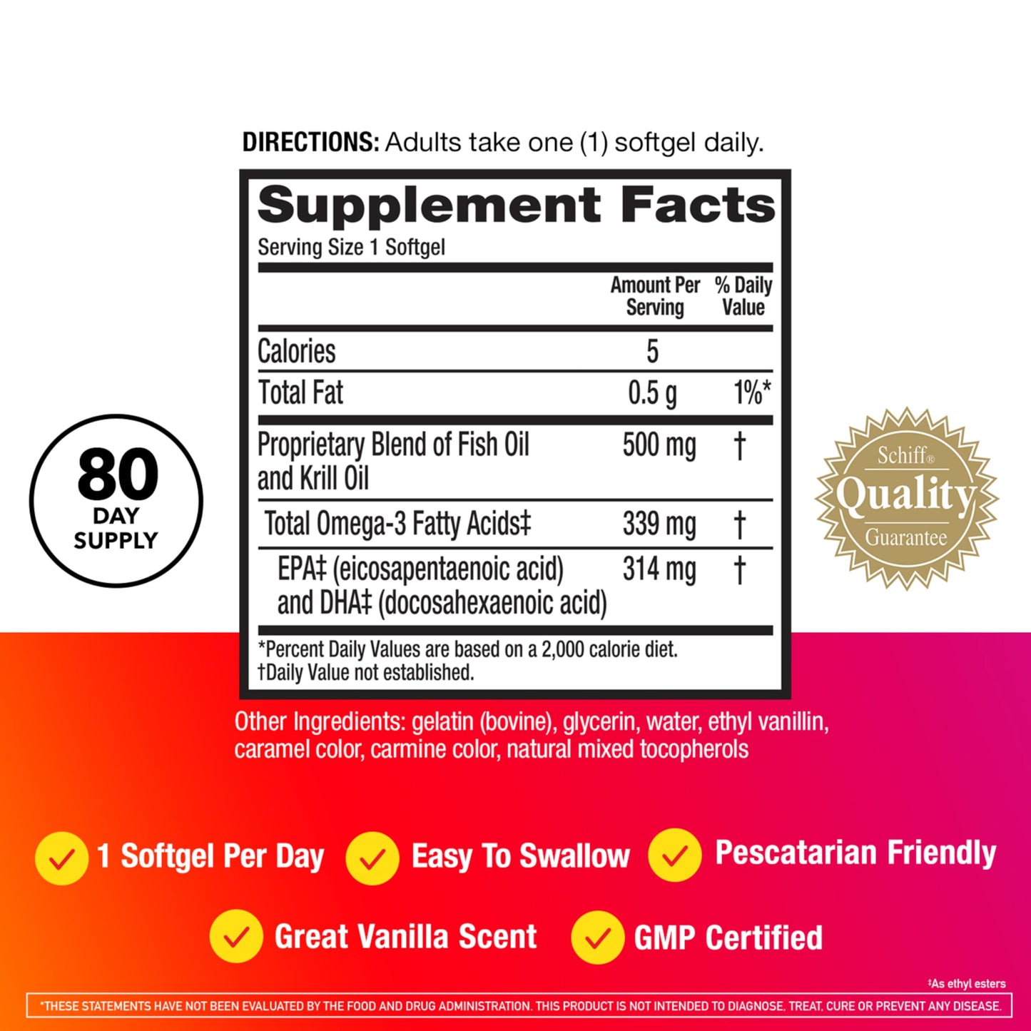 Megared Omega-3 Fish Oil + High Absorption Krill Oil 500mg Softgels, MegaRed Advanced 4in1 (80 count in a bottle) Concentrated Omega-3 Fish