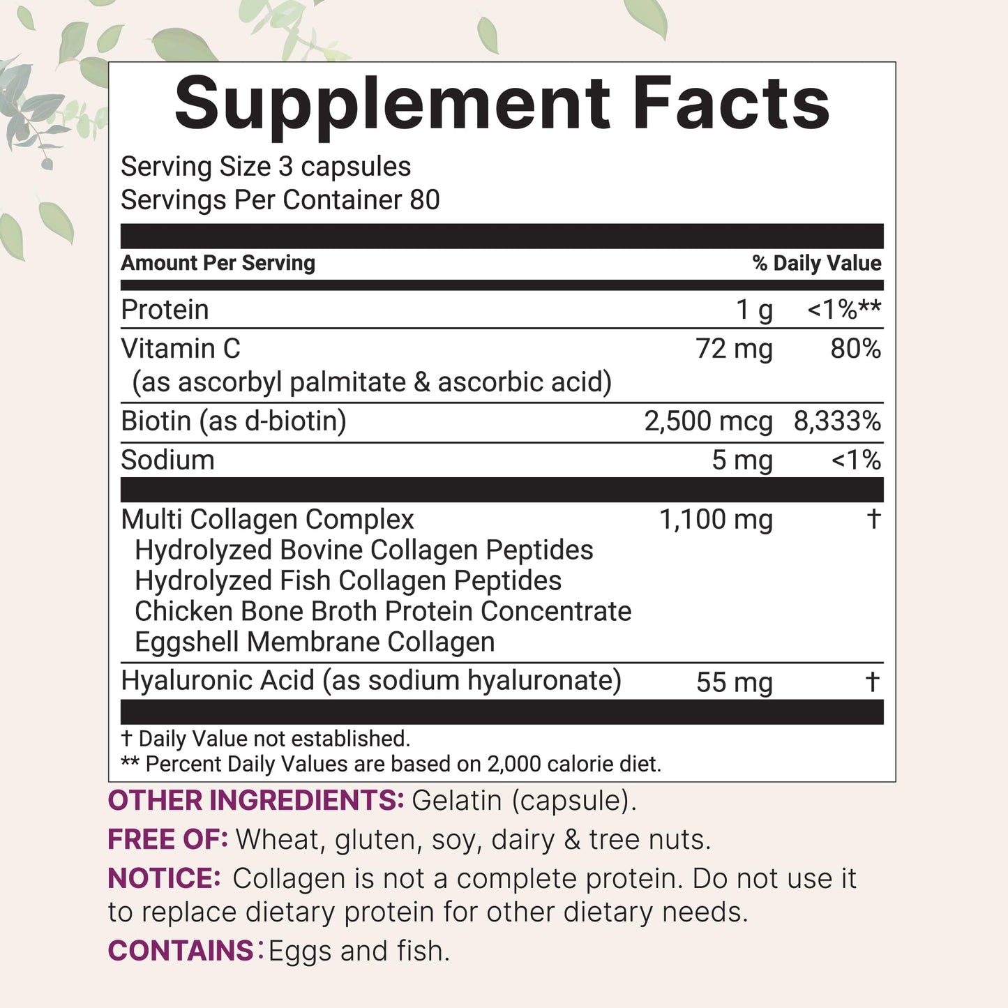 Micro Ingredients Multi Collagen Pills for Women & Men, 240 Capsules | Type I, II, III, V, X | Hydrolyzed Peptides with Biotin, Hyaluronic Acid