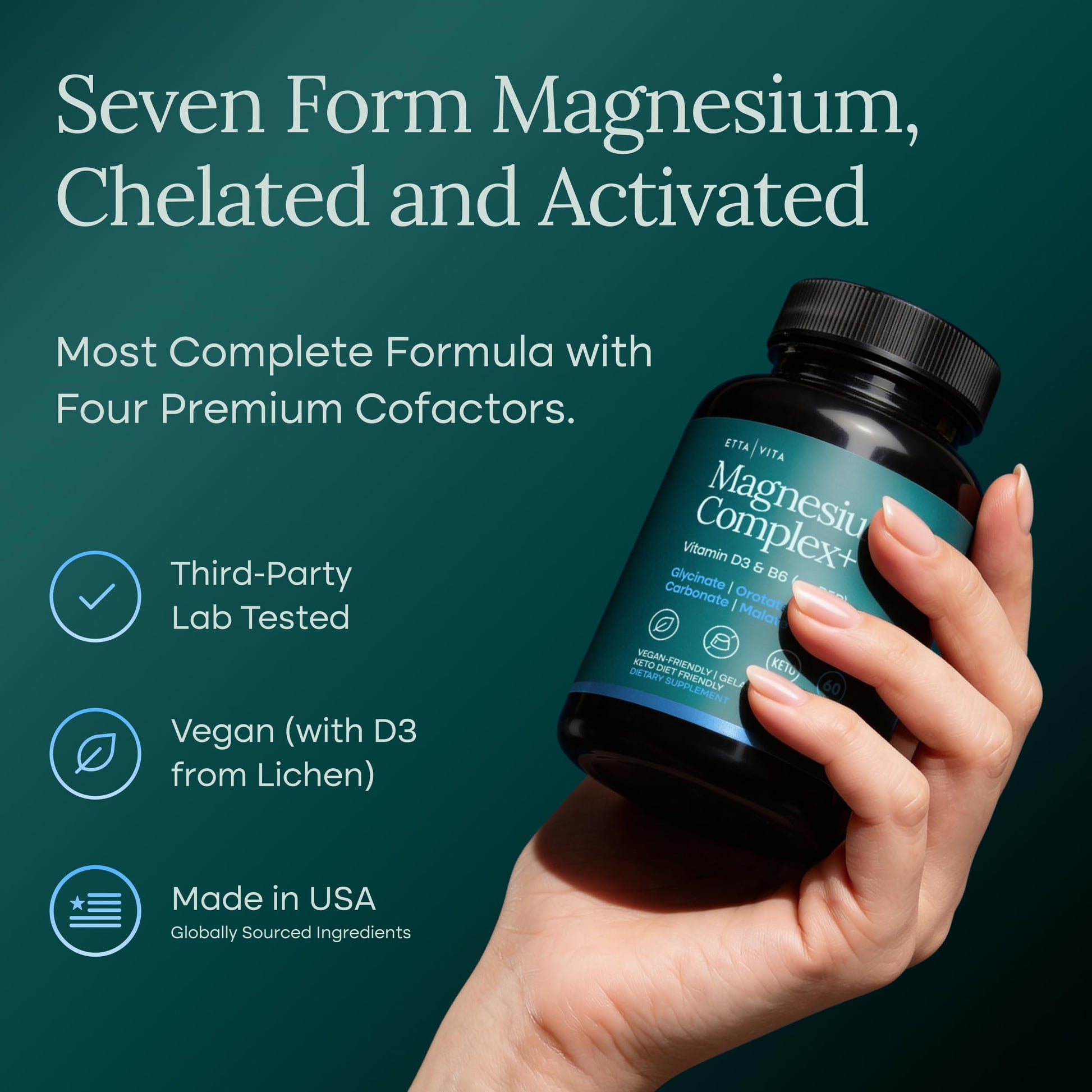 Magnesium Glycinate Complex 500mg (7-in-1) with D3, B6 (P5P) & Manganese - Multi-Form Blend - Supports Sleep & Muscle Health [Oxide-Free] Etta Vita buy supplements Au