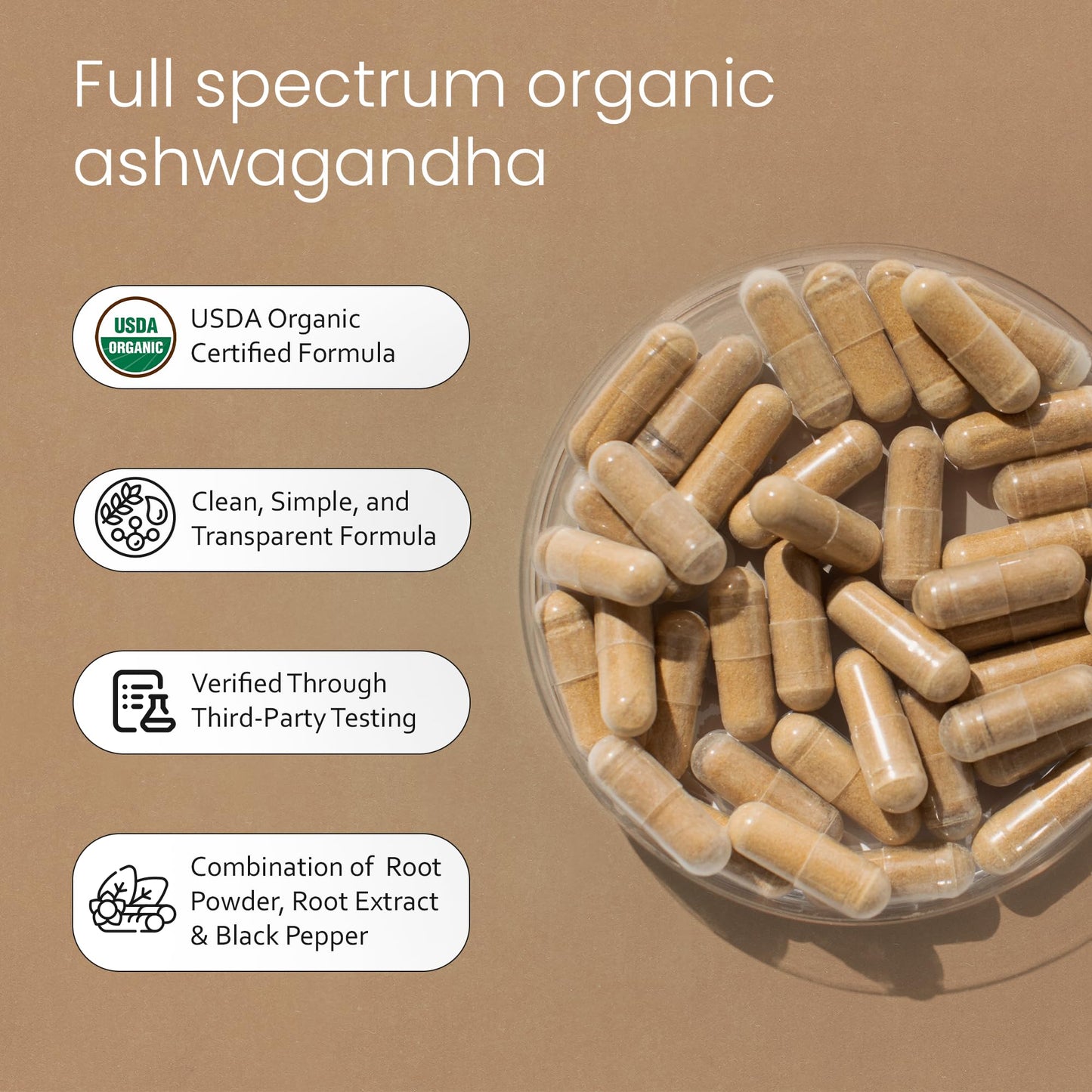 NaturaLife Labs Organic Ashwagandha 2100 mg per Serving – Herbal Supplement Root Powder & Extract – 100 Capsules – Vegan, Non-GMO, Gluten-Free