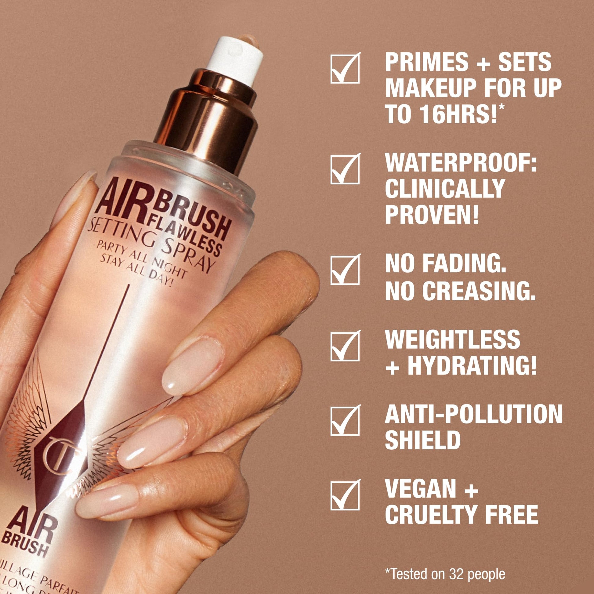 Charlotte Tilbury Airbrush Flawless Setting Spray - Ultra-Fine Hydrating Mist to Prime & Set Face Makeup For Up to 16Hr - Soothes, Blurs Pores & Calms Skin (100ml) Charlotte TilburyBuy Supplements Australia