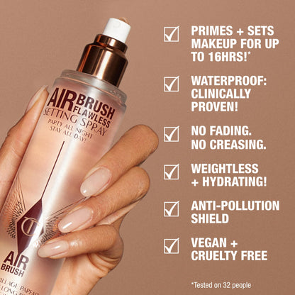Charlotte Tilbury Airbrush Flawless Setting Spray - Ultra-Fine Hydrating Mist to Prime & Set Face Makeup For Up to 16Hr - Soothes, Blurs Pores & Calms Skin (100ml) Charlotte TilburyBuy Supplements Australia