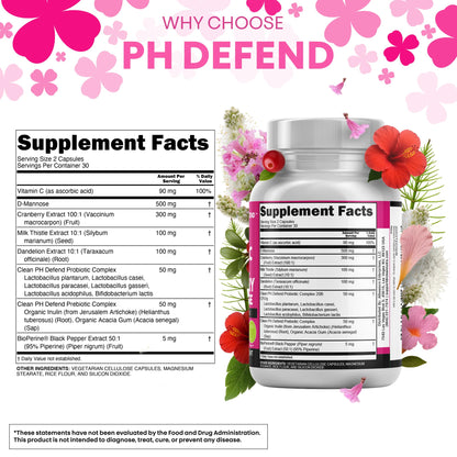 Clean Nutraceuticals Vaginal Probiotics for Women with Cranberry, D-Mannose, Prebiotics, pH Balance Support, Feminine Health, Urinary Tract Cleanse