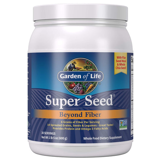 Garden of Life Super Seed - Vegetarian Whole Food Fiber Supplement with Protein and Omega 3, 5oz (600g) Powder