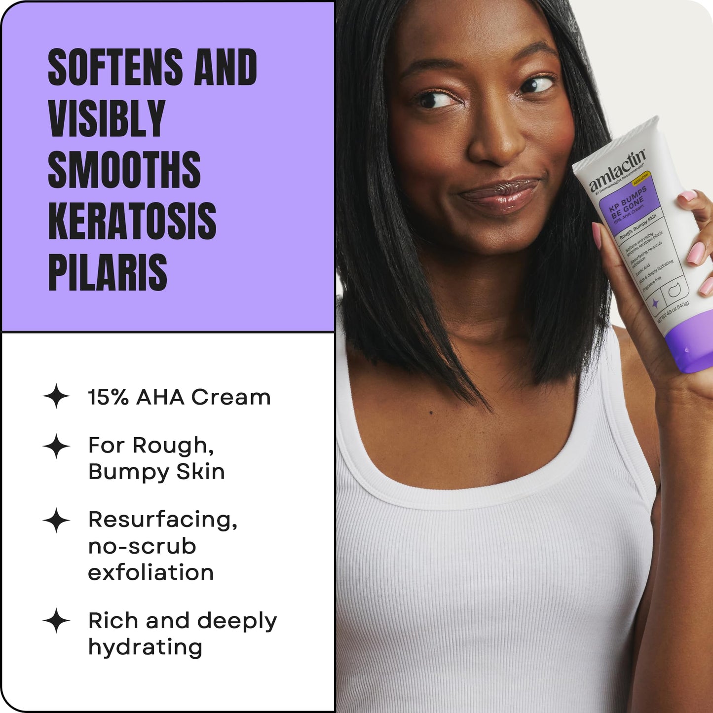 AmLactin KP Bumps Be Gone - Therapeutic Body Cream for Keratosis Pilaris - No-Scrub Exfoliator and Body Moisturizer