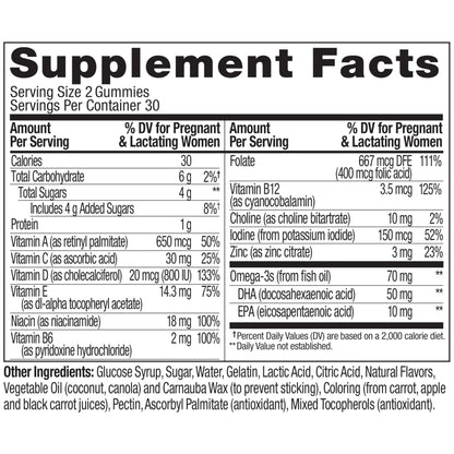 OLLY Prenatal Multivitamin Gummy, Supports Healthy Growth and Brain Development, Folic Acid, Vitamin D, Omega 3 DHA, Chewable Supplement