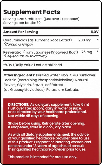 Rho Nutrition Liposomal Curcumin + Resveratrol (1 Pack) – Ultra High Absorption Liquid Curcumin Supplement – Promotes Joint Comfort, Mobility, Cellular Health and Overall Well-Being Rho NutritionBuy Supplements Australia