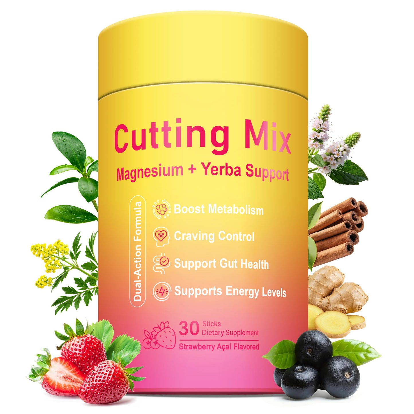 Yooloks Cutting Drink Mix –  5-HTP, Yerba Mate & Magnesium, FOS | Supports Satiety Signaling, Energy & Gut Health