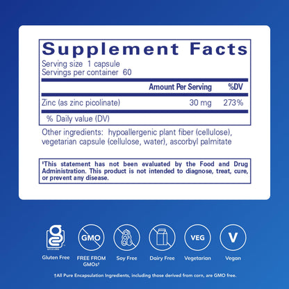 Pure Encapsulations Zinc 30 mg - Supplement for Immune System Support, Growth and Development, and Wound Healing