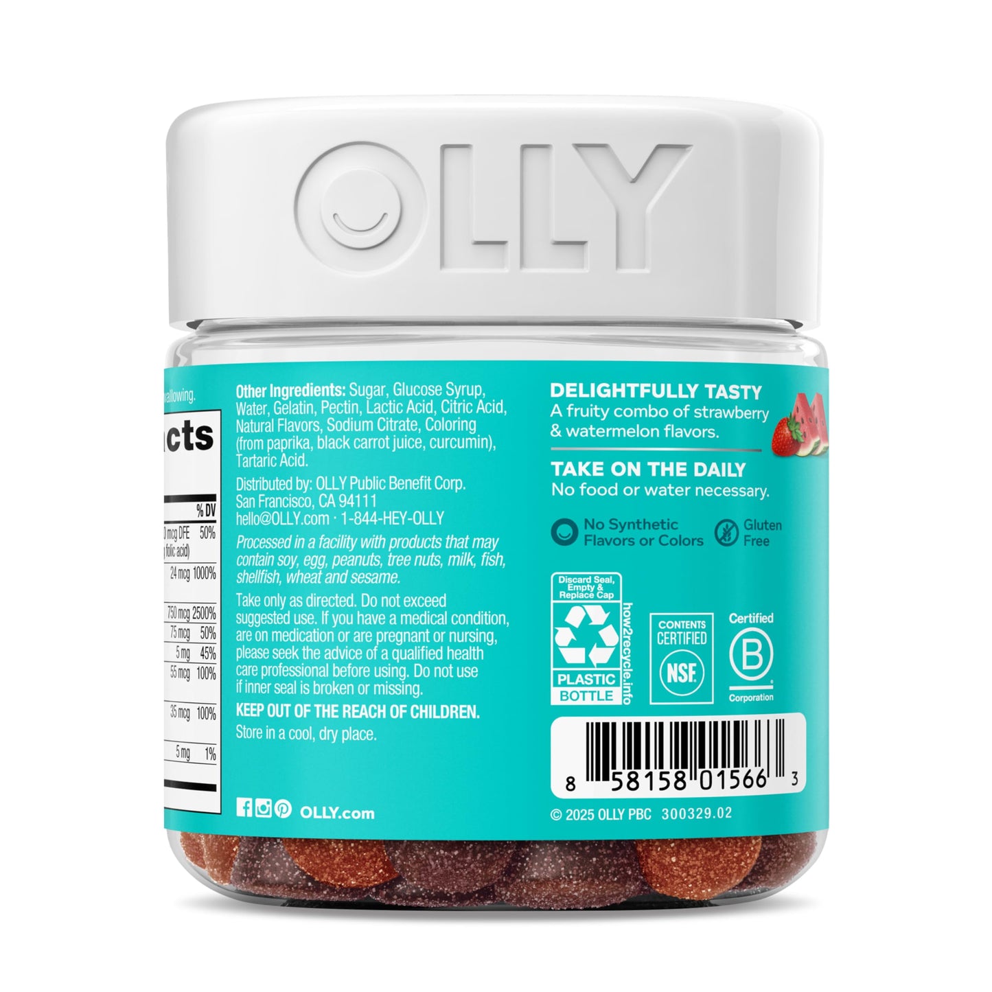 Olly Teen Girl Multi Gummy, Healthy Skin and Immune Support, 15 Essential Vitamins, Biotin, Zinc, Calcium, Chewable Multivitamin