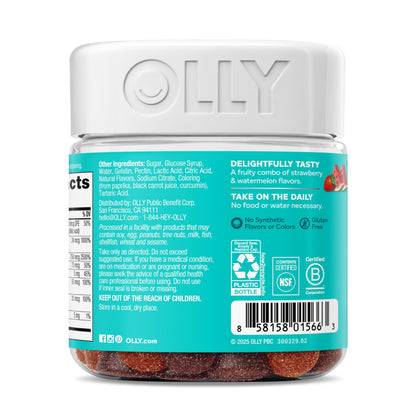 Olly Teen Girl Multi Gummy, Healthy Skin and Immune Support, 15 Essential Vitamins, Biotin, Zinc, Calcium, Chewable Multivitamin