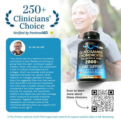 Glucosamine Chondroitin MSM Collagen | HSA | Joint Support Supplement 2800 mg | Made in USA | FSA Approved Product Items | Flexibility Nutritional Vitamins