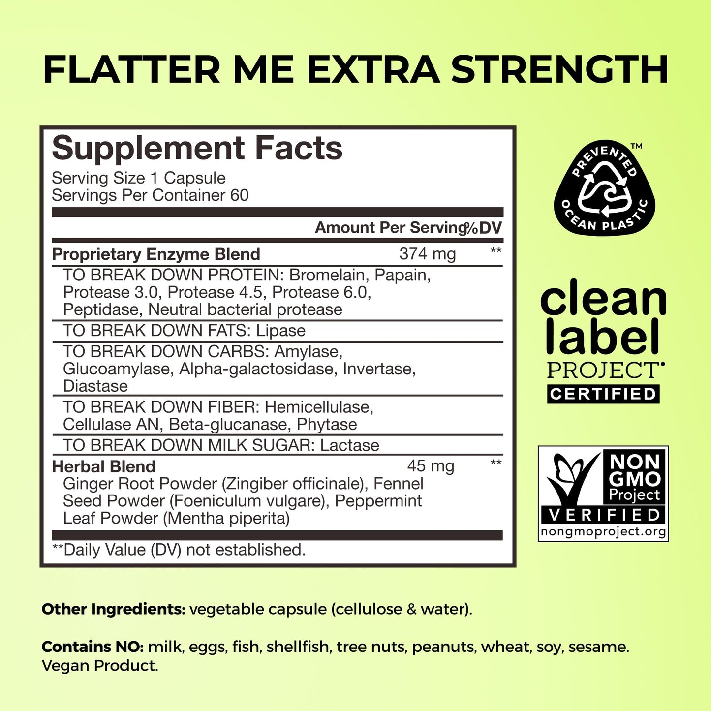 HUM Flatter Me Extra Strength Digestive Enzymes for Women, Men, Digestive Gut Bloating Supplement, Ginger, Peppermint Leaf, Fast Acting Anti Bloat